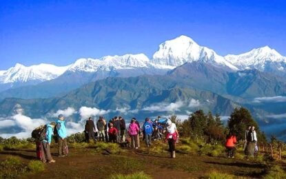 people enjoying scenery of annapurna